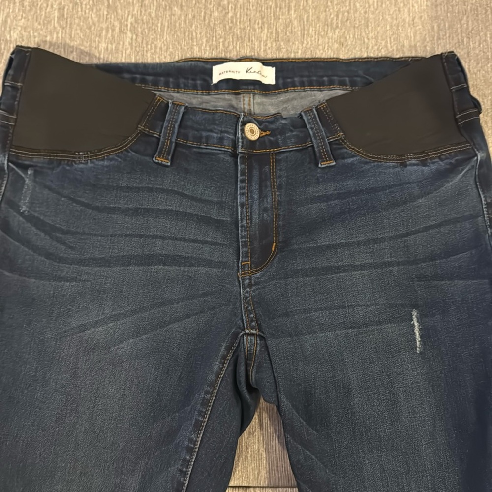 Pink blush maternity jeans distressed